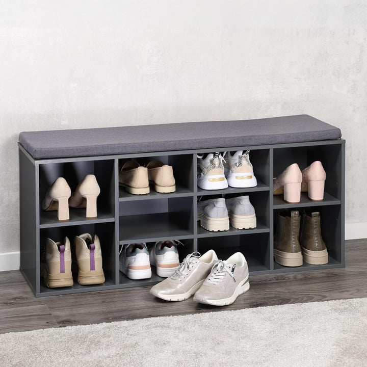 Kesper Schuhschrank mit Sitzkissen, Material: Faserplatte, Masse: B103,5 x H48 cm x L29,5 cm, Farbe:
