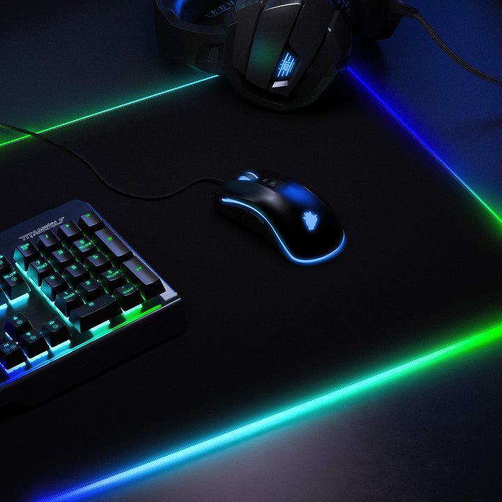 CSL-Computer Titanwolf RGB Gaming Mauspad LED 900 x 400 mm, XXL Beleuchtung, 11 Modi, 7 Farben, wasc
