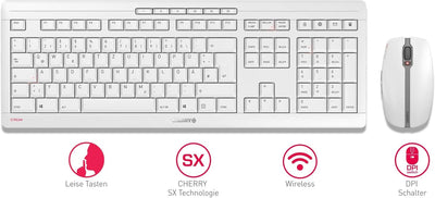 CHERRY STREAM DESKTOP, Kabelloses Tastatur- und Maus-Set, Deutsches Layout (QWERTZ), 2,4 GHz Funk, L