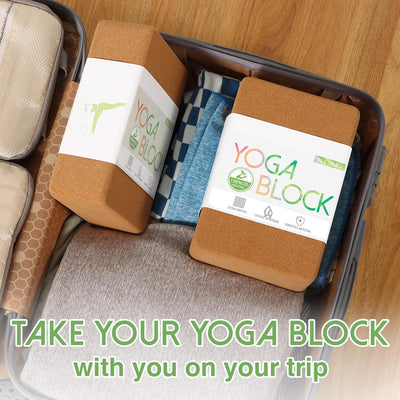 Yogablöcke Kork 2er Set - Yoga Block aus natürlichem Kork - Yogaklotz für Fitness Pilates Stretching