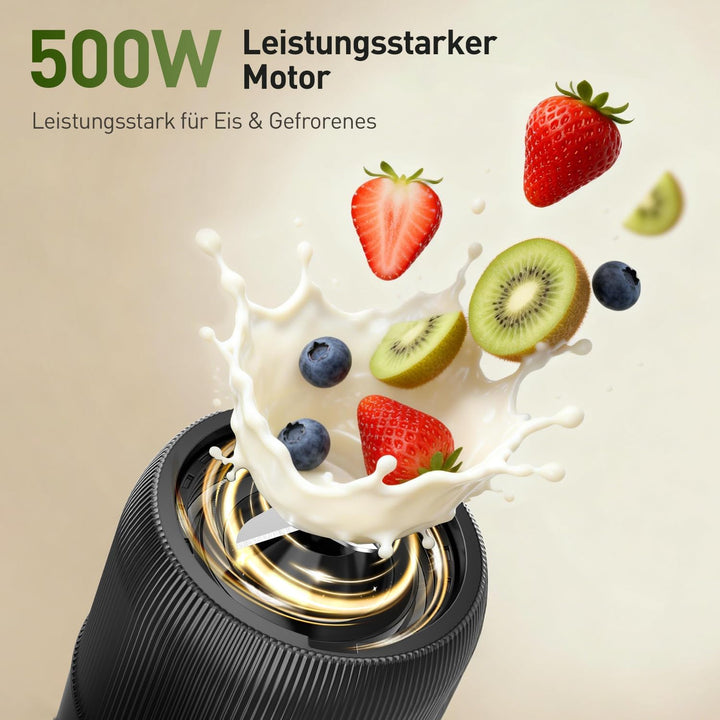 Ombrex Standmixer 500W & Smoothie Maker, Kompakter Blender für die Küche, 2 Mixbecher 750ml & 200ml,