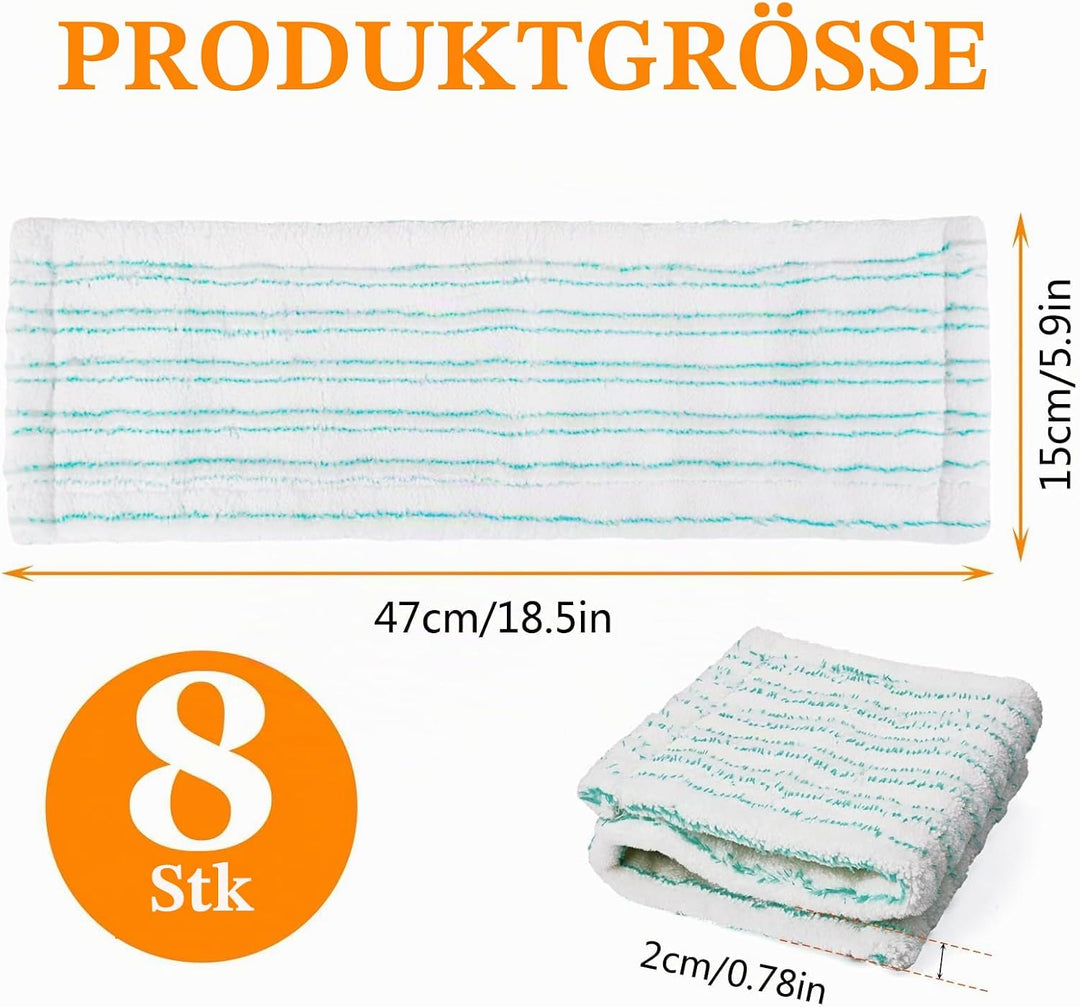 8 Stück Ersatz-Wischbezüge für Leifheit Profi XL Micro Duo/Profi XL Cotton Plus,Mikrofaser Wischbezü