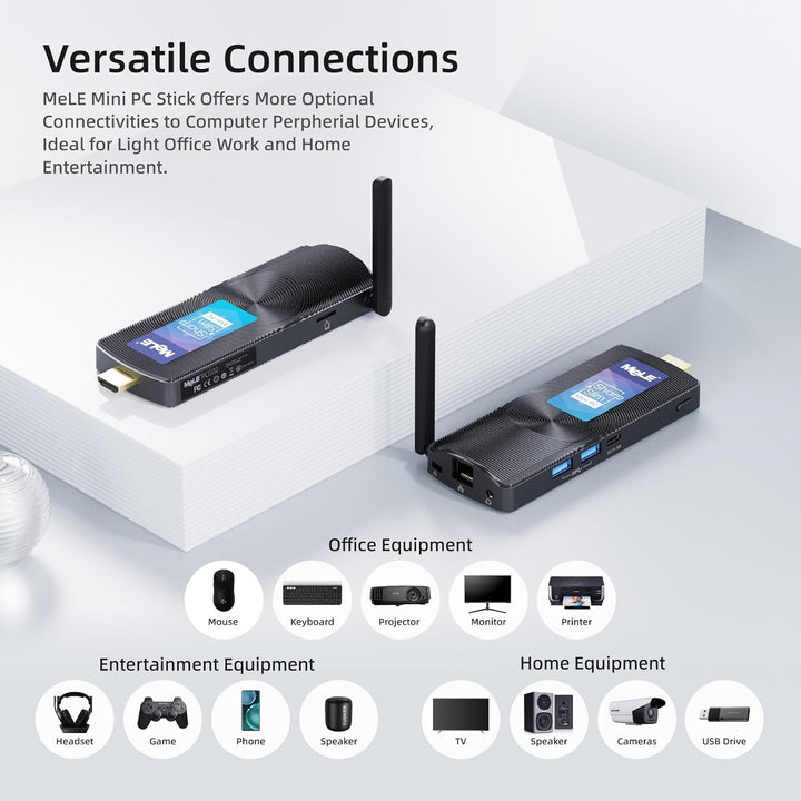 MeLE PCG02 Lüfterloser Mini-PC-Stick, Celeron N4000 4GB 128GB mit Windows 11 Home Micro-Desktop-Comp