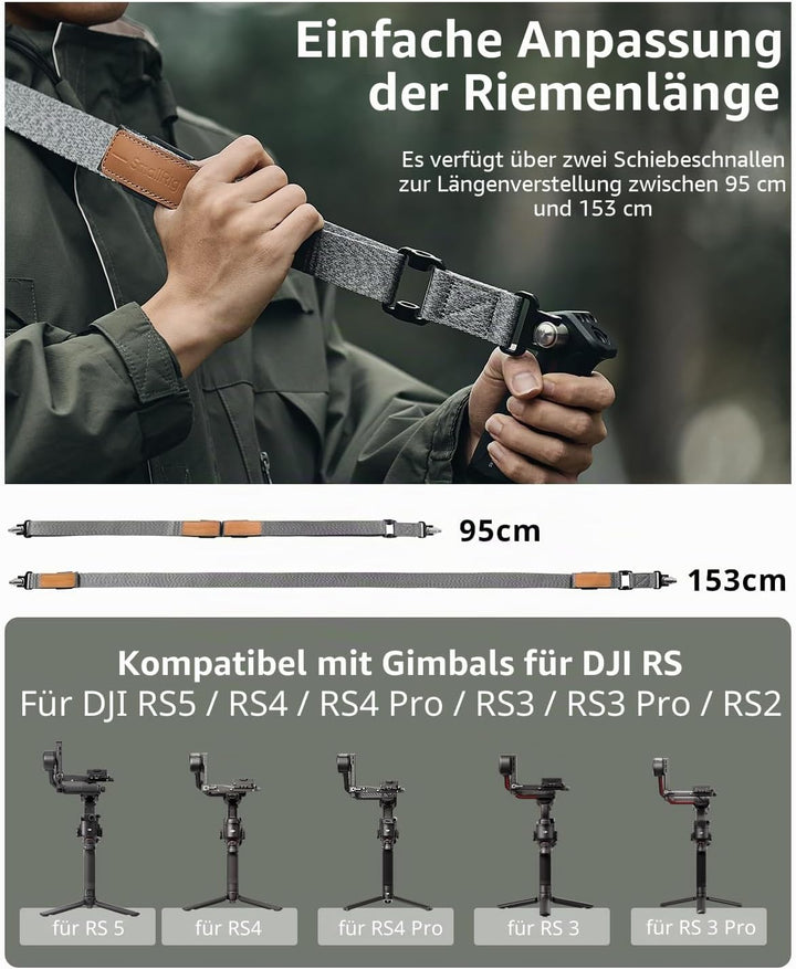 SMALLRIG RS3 RS2 Gewichtsreduzierender Schultergurt Shoulder Strap kompatibel mit Sling-Griff für DJ