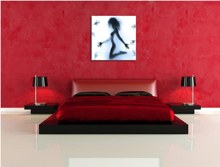 Pixxprint Schatten Einer Frau als Leinwandbild/Grösse: 70x70 cm/Wandbild/Kunstdruck/fertig bespannt,