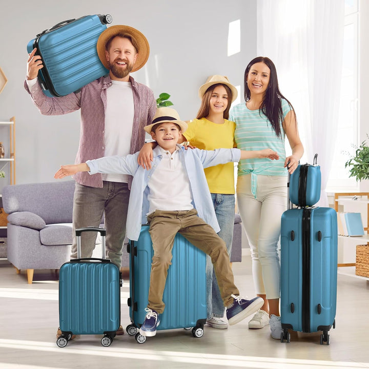LALAHO Kofferset 5 teilig mit Kosmetikkoffer, Hartschalen Koffer Set aus ABS, Reisekoffer Set, Gepäc