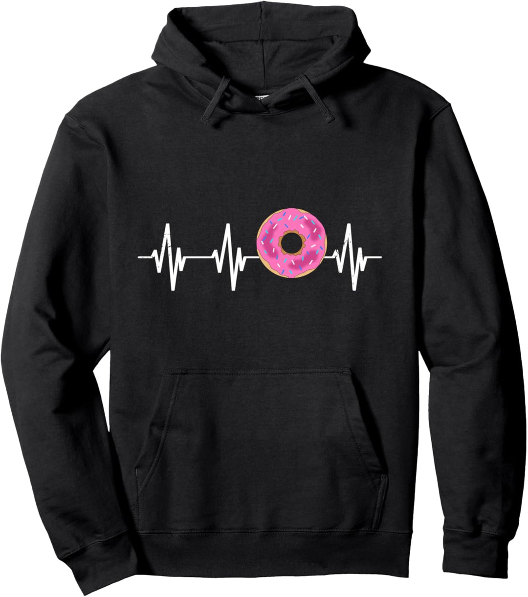 Donut Herzschlag Donuts Herzlinie Nachtisch Gebäck Geschenk Pullover Hoodie