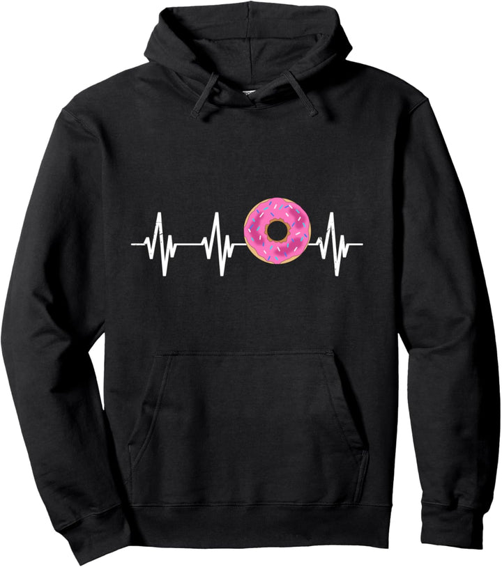 Donut Herzschlag Donuts Herzlinie Nachtisch Gebäck Geschenk Pullover Hoodie
