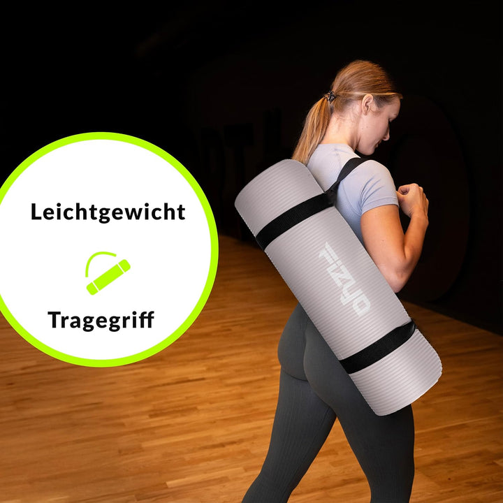 Fizyo Rutschfeste Yogamatte aus NBR-Schaum 190×100×1,5 cm – Extra Grosse Fitness- und Gymnastikmatte