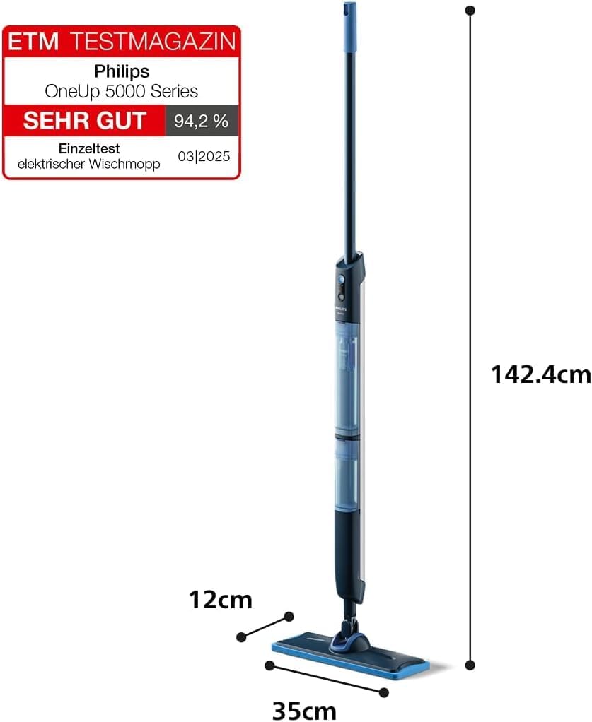 Philips OneUp 5000 Serie Elektrischer Wischmopp - 2X sauberere Böden², Zwei Feuchtigkeitseinstellung