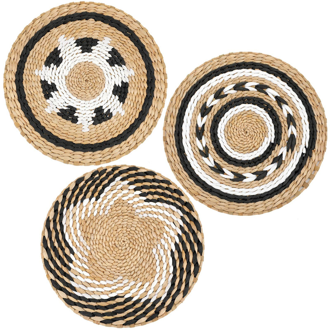 Boho Wandkorb Dekor Set von 3 dekorativen Bulrush Gewebter Korb Wanddekor Set Rustikale Hängende Han