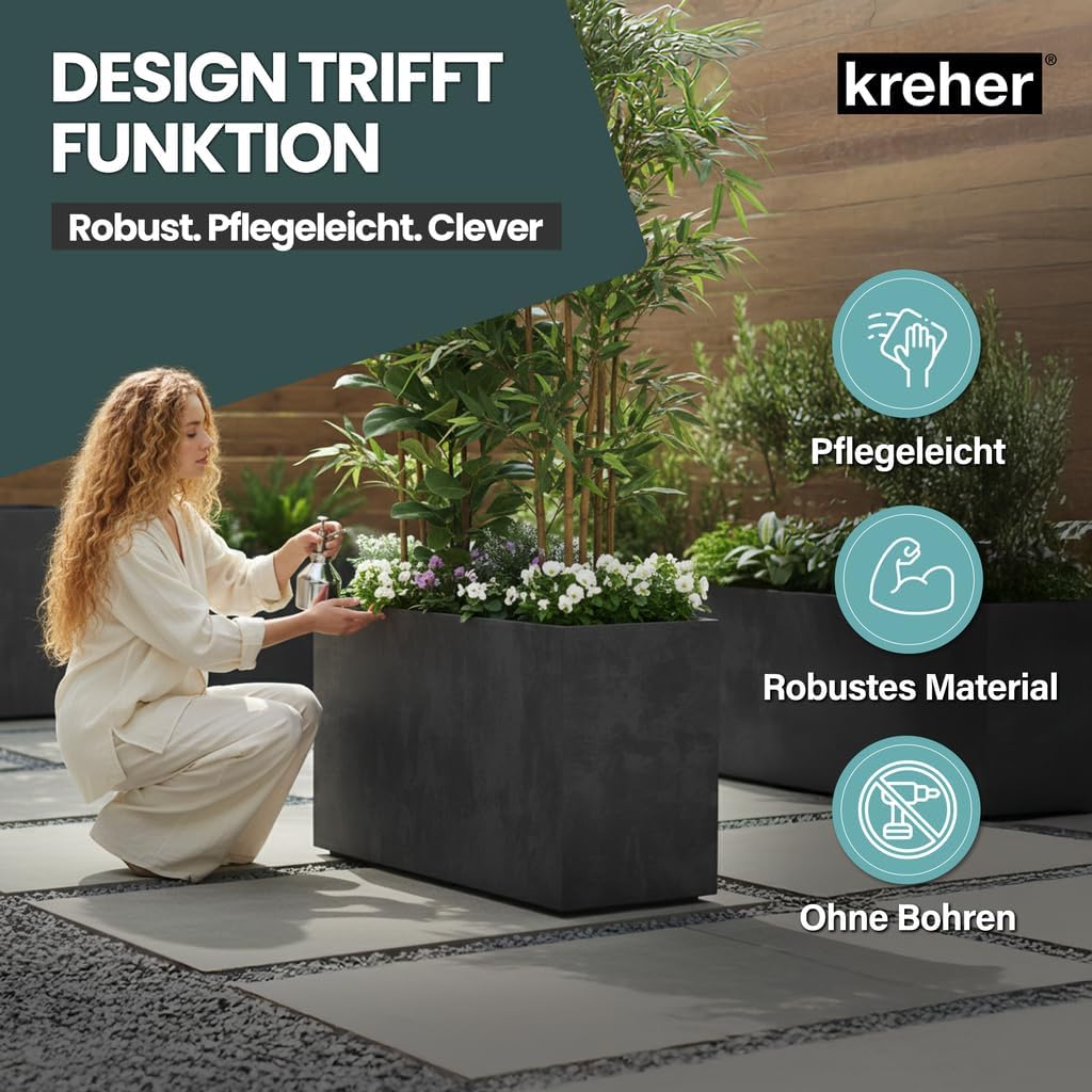 Kreher XL Pflanzkasten Millennium in verschiedenen Formaten und Farben. Tolle Naturstein Optik in Br