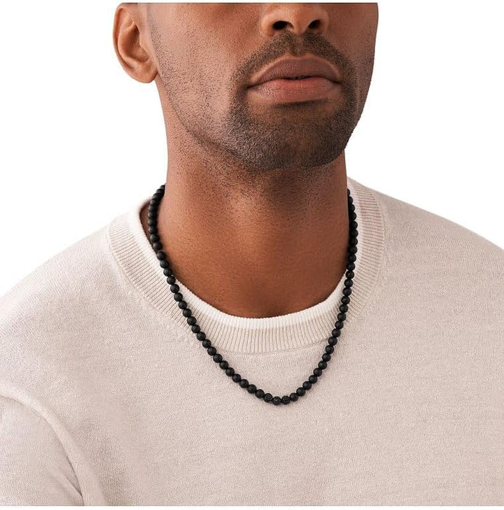 Emporio Armani Herren-Halskette, Edelstahl-Halskette Schwarz, Schwarz