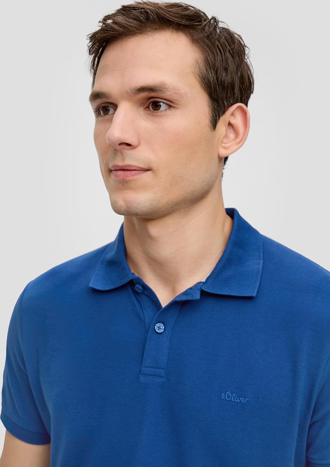 s.Oliver Piqué-Poloshirt mit Kontrastdetails und Logo Westlich S Blau, Westlich S Blau