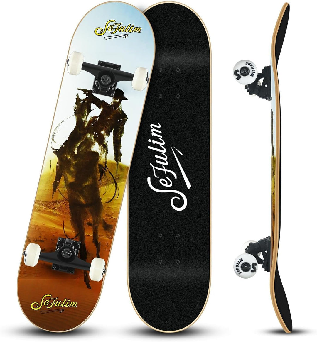 Sefulim Skateboard Adult Komplettboard 31 x 8 Zoll£¬ mit ABEC-7 Kugellager 7 Layer Ahorn f¨¹r Anf?ng
