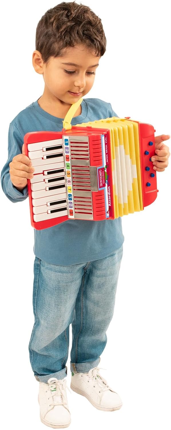 Bontempi 33 1780 Akkordeon mit 17 Tasten (C-E) und Halbtönen. 6 Bässe. Tragegurt Wird mitgeliefert.