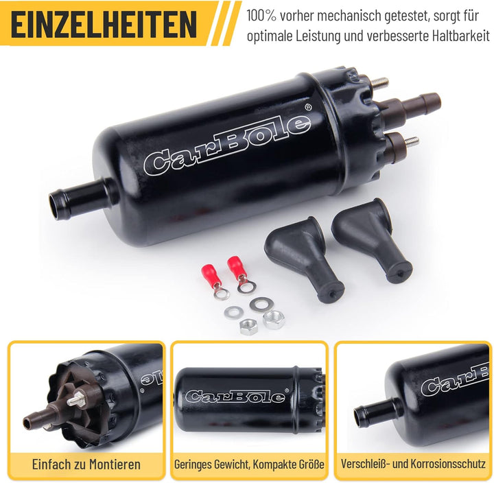 CarBole Elektrische Inline-Kraftstoffpumpe 12V,Dieselpumpe 250 bhp,Universal Externe Inline-Kraftsto