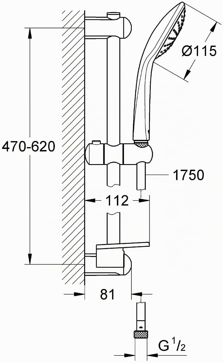 GROHE Euphoria 110 Mono - Brausestangenset (1 Strahlart, langlebigeOberfläche, Antikalk-System), chr