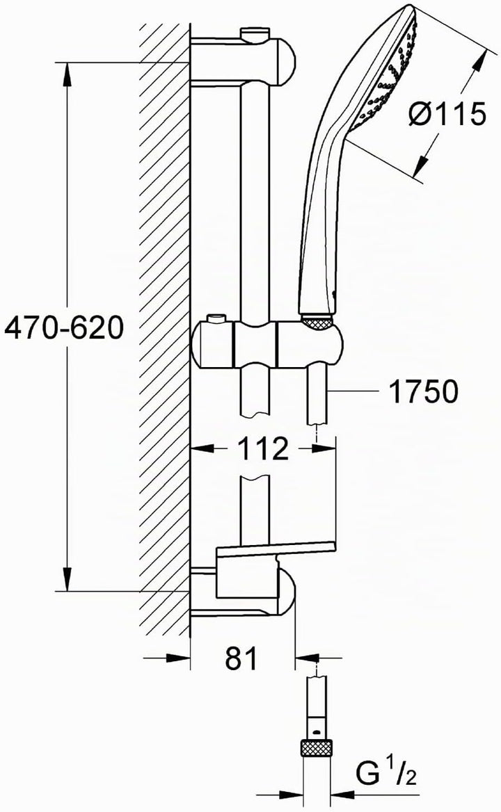 GROHE Euphoria 110 Mono - Brausestangenset (1 Strahlart, langlebigeOberfläche, Antikalk-System), chr