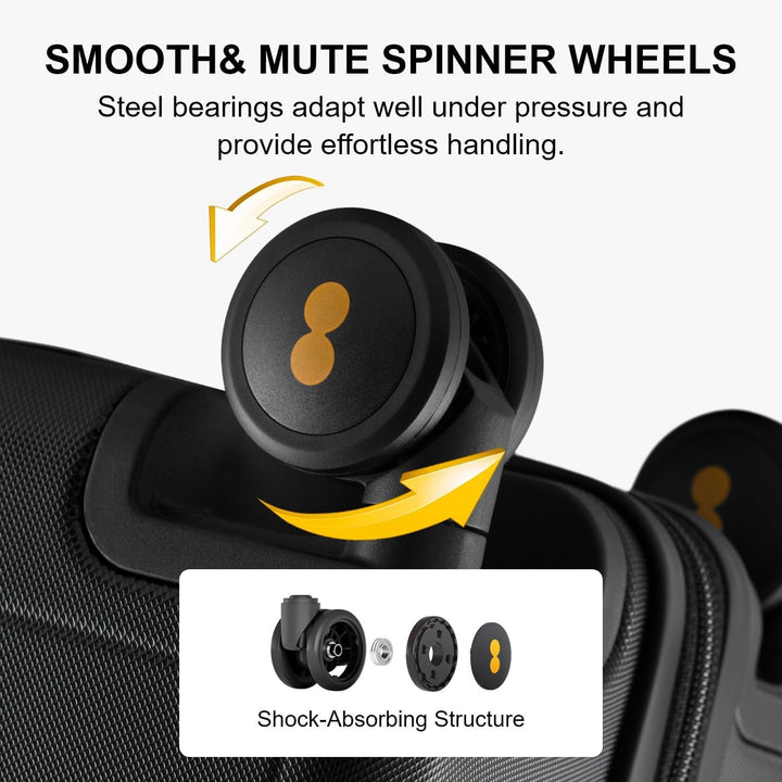 LEVEL8 Koffer Trolley, Rollkoffer Reisekoffer Hartschalen 4 Rollen, Spinner Handgepäck,TSA, 100% PC,