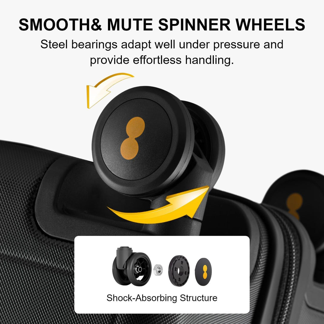 LEVEL8 Koffer Trolley Leicht Hartschalenkoffer mit 6PCS Packwürfel, Reisekoffer Handgepäck,TSA,100%