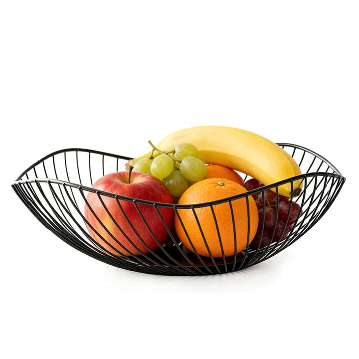 Obstschale aus Metall, Schwarze Obstschale Metall, Fruit Basket Bowl, Handgeschweisst, Starke Tragfä