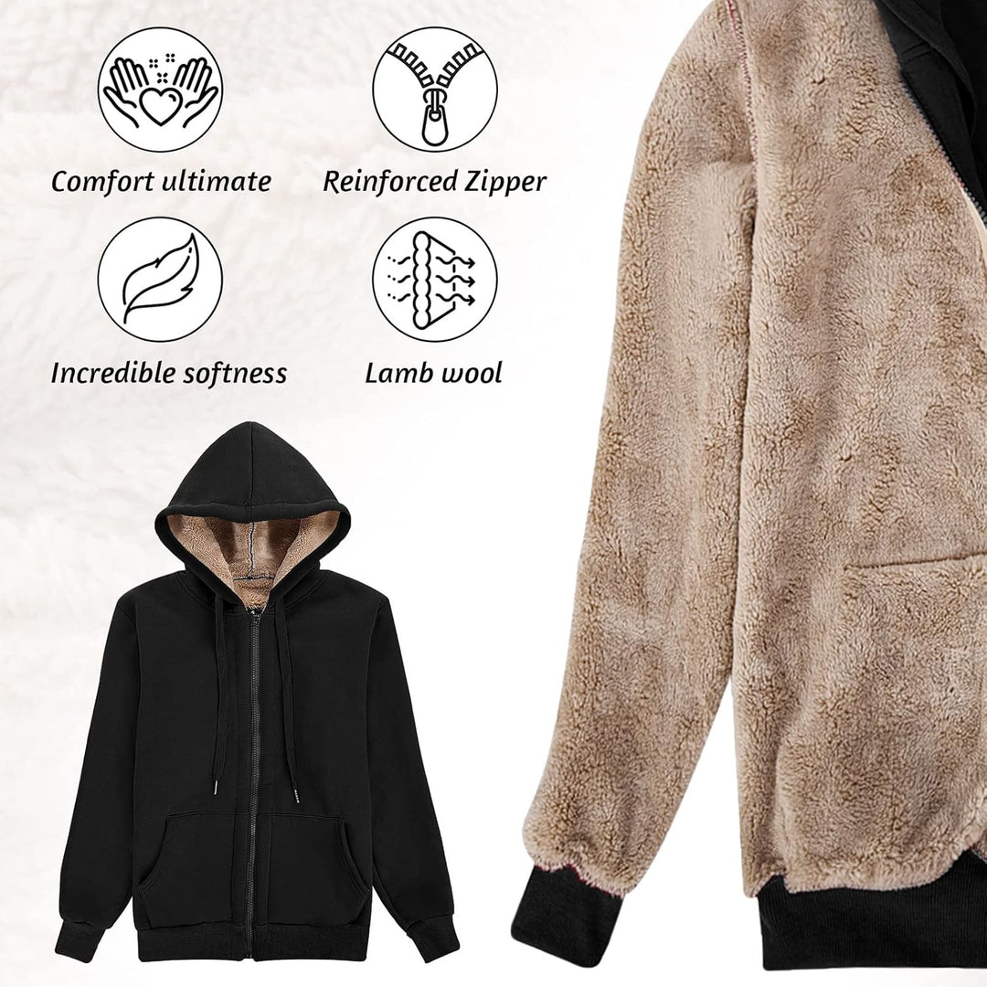 Niwicee Damen Kapuzenpullover mit Reissverschluss Winter Plus Fleecepullover Langarm Kapuzenjacke Sw