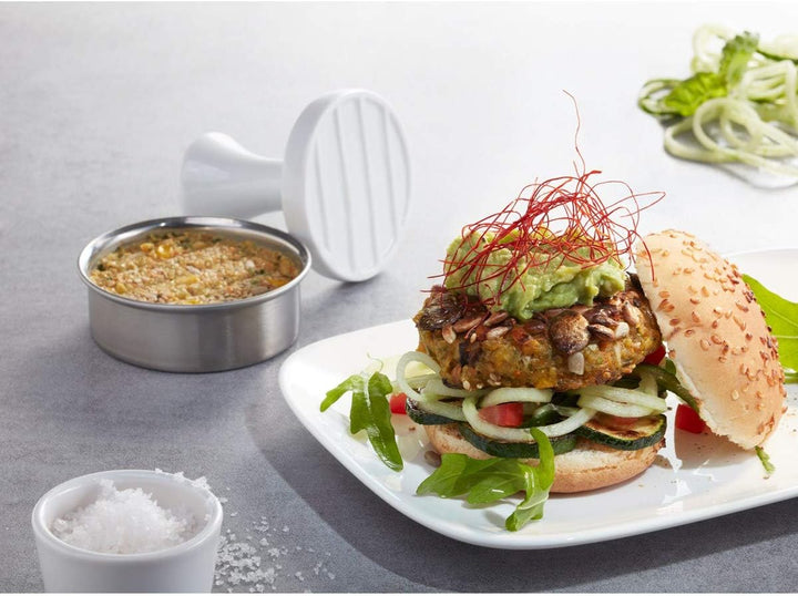 GEFU Party Burgerpresse SPARK 15400, Hamburger-Presse Edelstahl klein Ø 7,8 cm 60 g Patties, Gemüseb