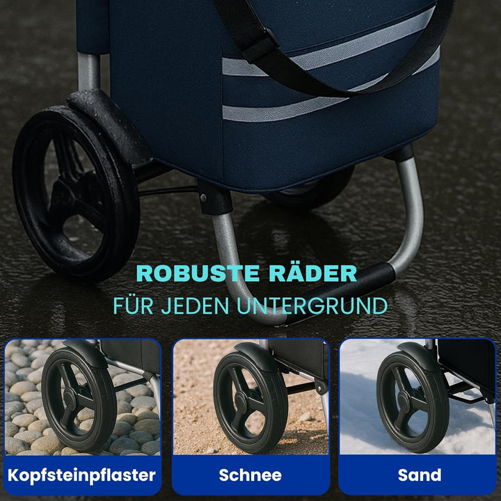 Allyson Einkaufstrolley klappbar mit 56L Kapazität ，3in1 Trolley Sackkarre & Umhängetasche，Einkaufst