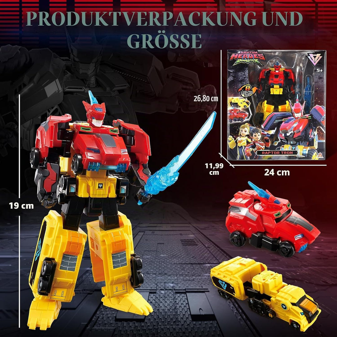 2 in 1 Transforming Roboter Raptor Tron, 7,48 Zoll, für Kinder, Chariot und Transforming Spielzeug f