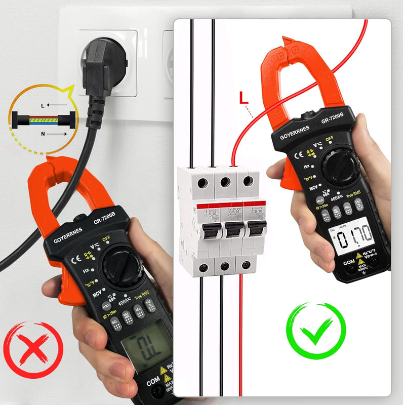 Digitales Zangenmessgerät Multimeter T-RMS 6000Counts GR-7200B Strommessgerät Multimeter Spannungspr