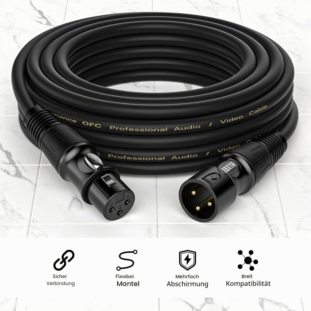 EBXYA XLR Kabel Mikrofonkabel 20M 2Pack 3-Pin symmetrisch XLR Stecker auf Buchse Kabel Mikrofonkabel