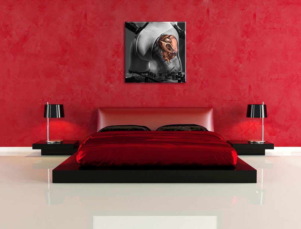 Pixxprint Sexy Frau am Plattenpult Schwarz/Weiss, Format: 70x70 auf Leinwand, 70x70
