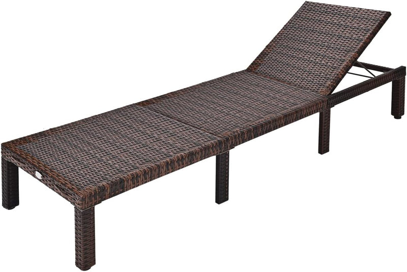 GIANTEX Sonnenliege Rattanstuhl Outdoor, Gartenliege Relaxliege Rattan Liege inkl. Auflage, Terrasse