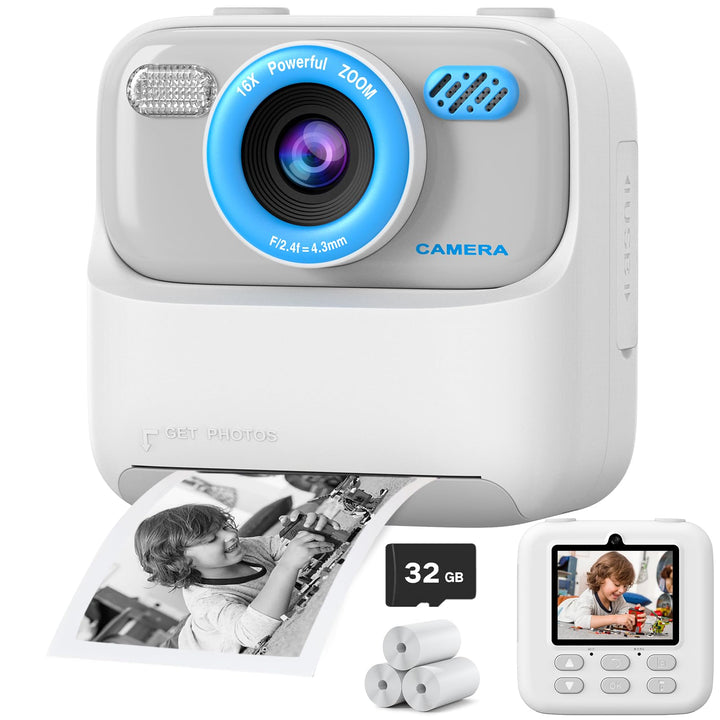 Upgrade Kinderkamera Sofortdruck für Jungen und Mädchen, 1080P HD Dual-Linse Selfie Digitalkamera mi