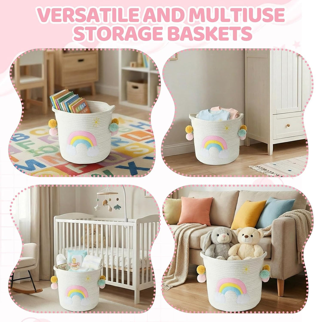 Aufbewahrungskorb Kinderzimmer Wickeltisch Organizer für Babys Kinder Spielzeug Korb, Regenbogenmust