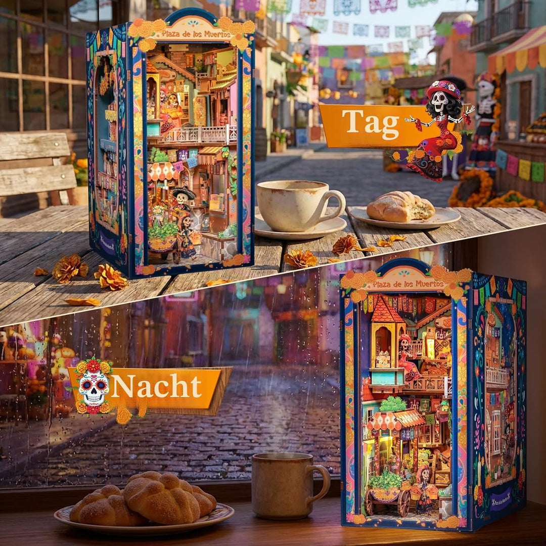 Cutefun Book Nook Kit für Erwachsene – Mexikanische Kunst & Kultur DIY Puppenhaus mit LED, 3D-Puzzle