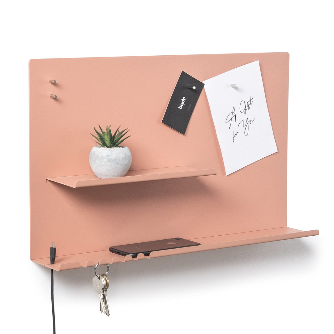 byde Wandorganizer Hebe aus Stahlstruktur. 49 x 9 x 30 cm 3-in-1 Wandregal mit Magnettafel und Magne