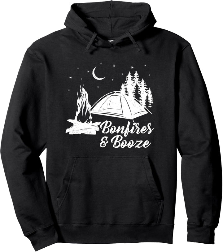 Lagerfeuer und Schnaps Camping Grafik Lustiger Camper Pullover Hoodie