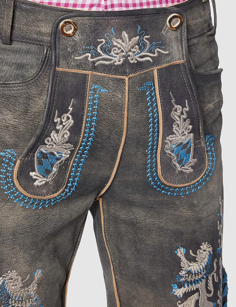 Stockerpoint Herren Hose Bayern Bua Lederhose 42 Grau (Grau Antik Gespeckt Grau Antik Gespeckt), 42