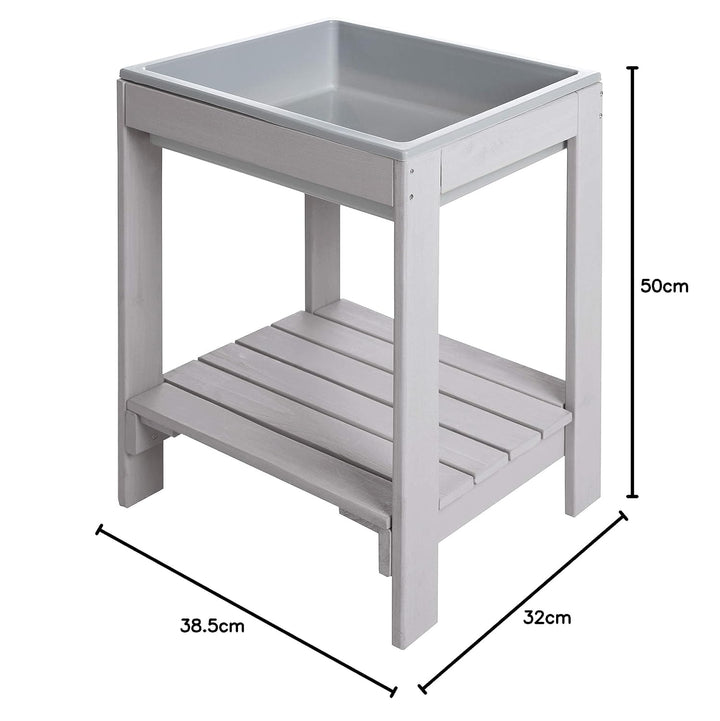 roba Kinder Outdoor+ Spieltisch 'Tiny', wetterfester Massivholz Sand- & Matschtisch, grau lasiert Gr
