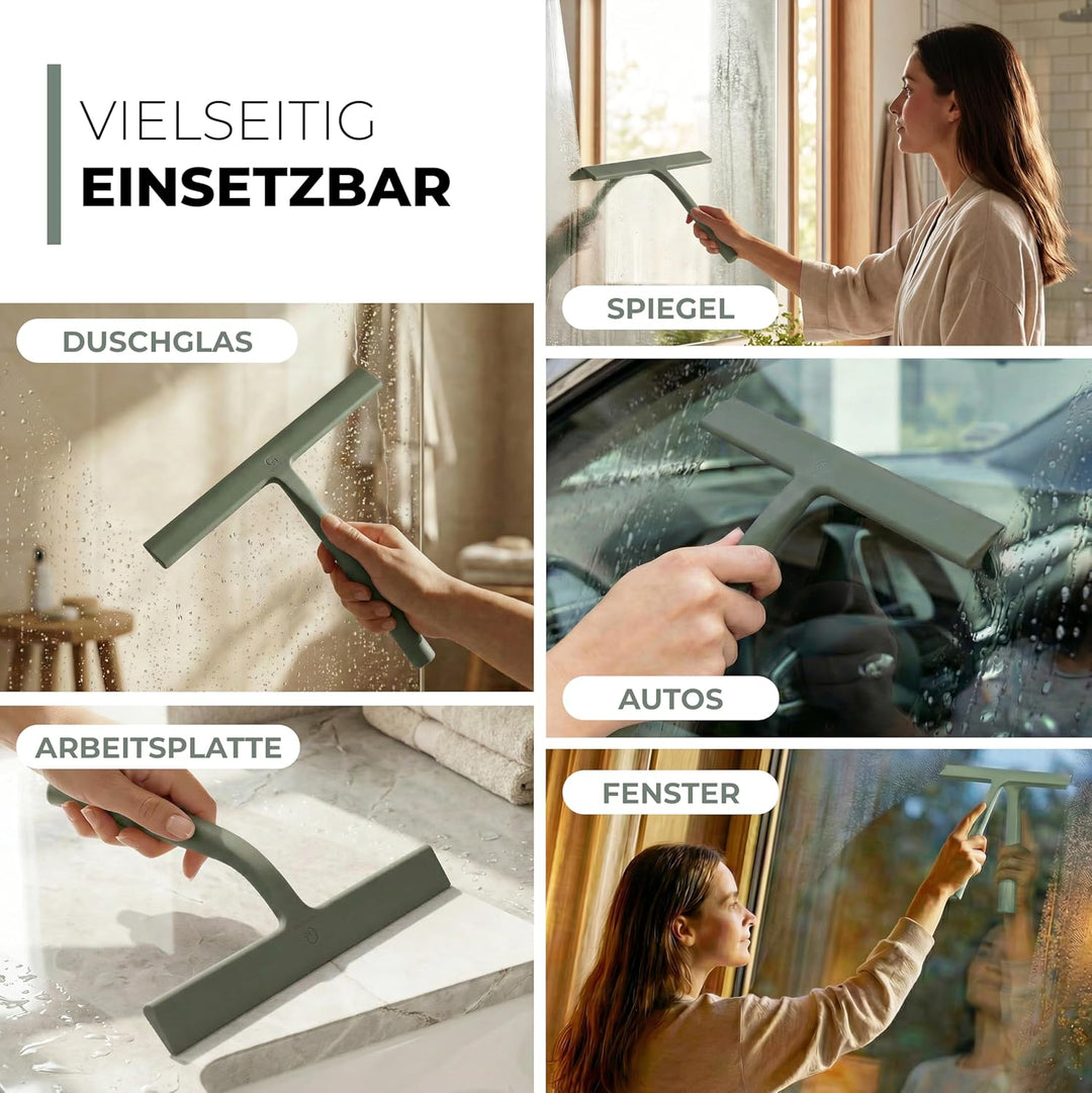 Gütewerk Duschabzieher, Silikon-Abzieher Dusche, Hygienischer Abzieher für Badezimmer, Duschwand &amp; F