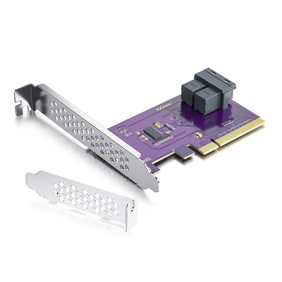 10Gtek® PCIe 3.0 X8 zu SFF-8643 Adapter für U.2 SSD, X8, (2) SFF-8643, mit Low-Profile Bracket, Supp