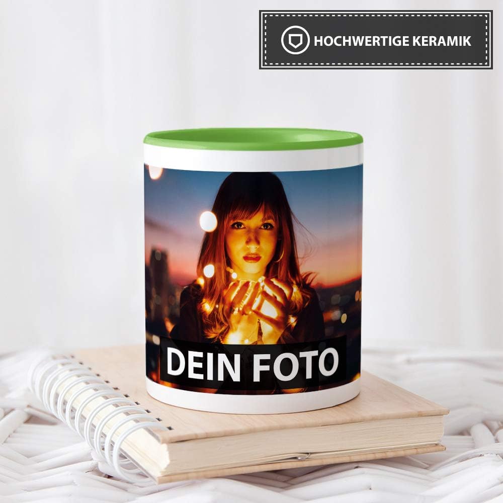 Foto-Tasse zum selbst gestalten mit Foto und Text/mit individuellen Druck in Profiqualität/Personali