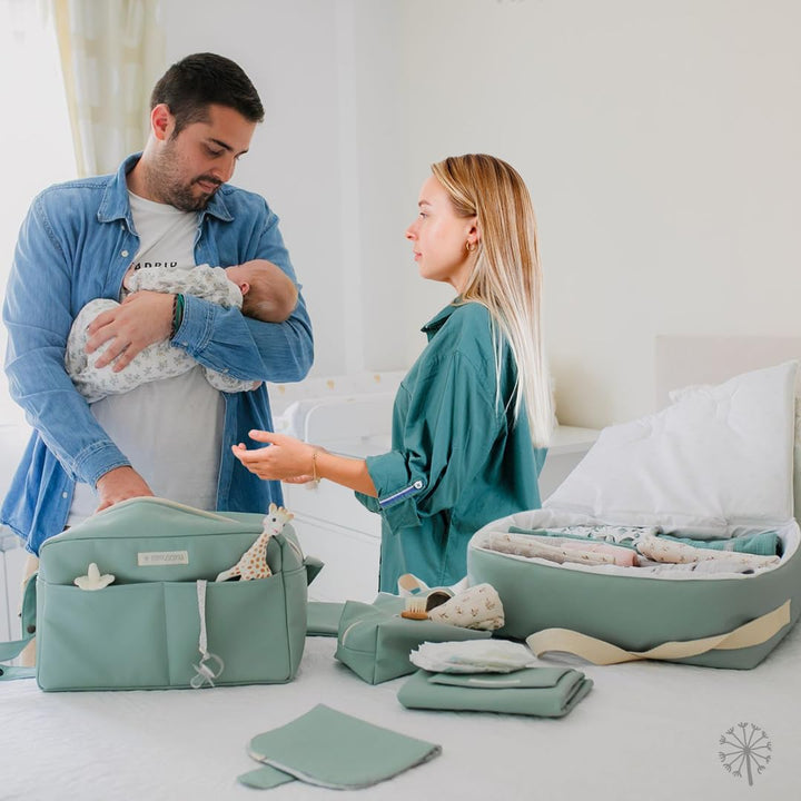 MIMUSELINA Kinderwagentasche aus Kunstleder | Grosse Kinderwagen Organizer Wasserdicht mit 7 Fächern
