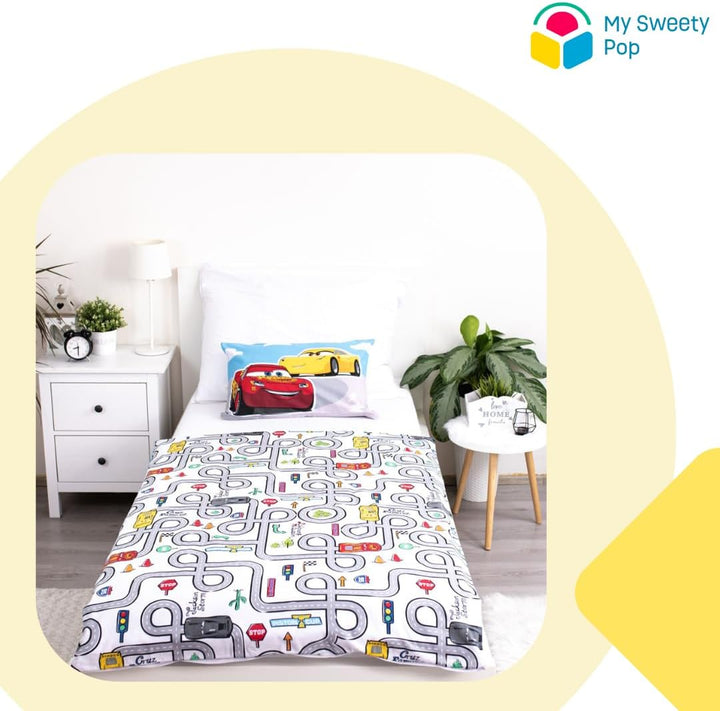 My sweety pop Baby-Bettwäsche Cars, 2-teilig, Bettbezug | Wendbar, 100 x 135 cm, Kissenbezug 40 x 60