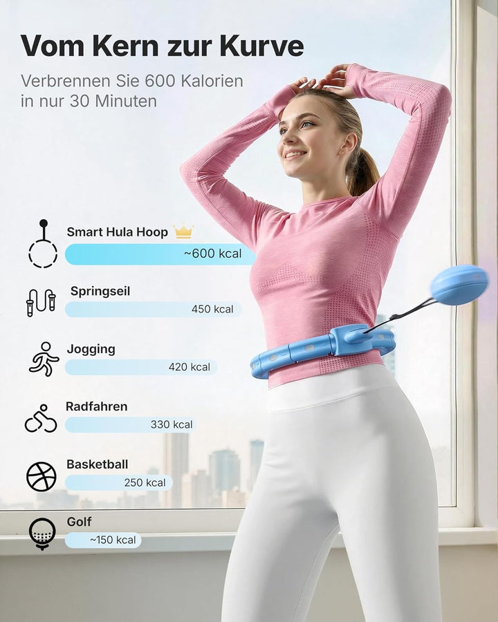MERACH Hula-Hoop-Reifen für Erwachsene mit Kalorienzähler & Gewichtskugeln, Geräuscharm Fitness-Hula