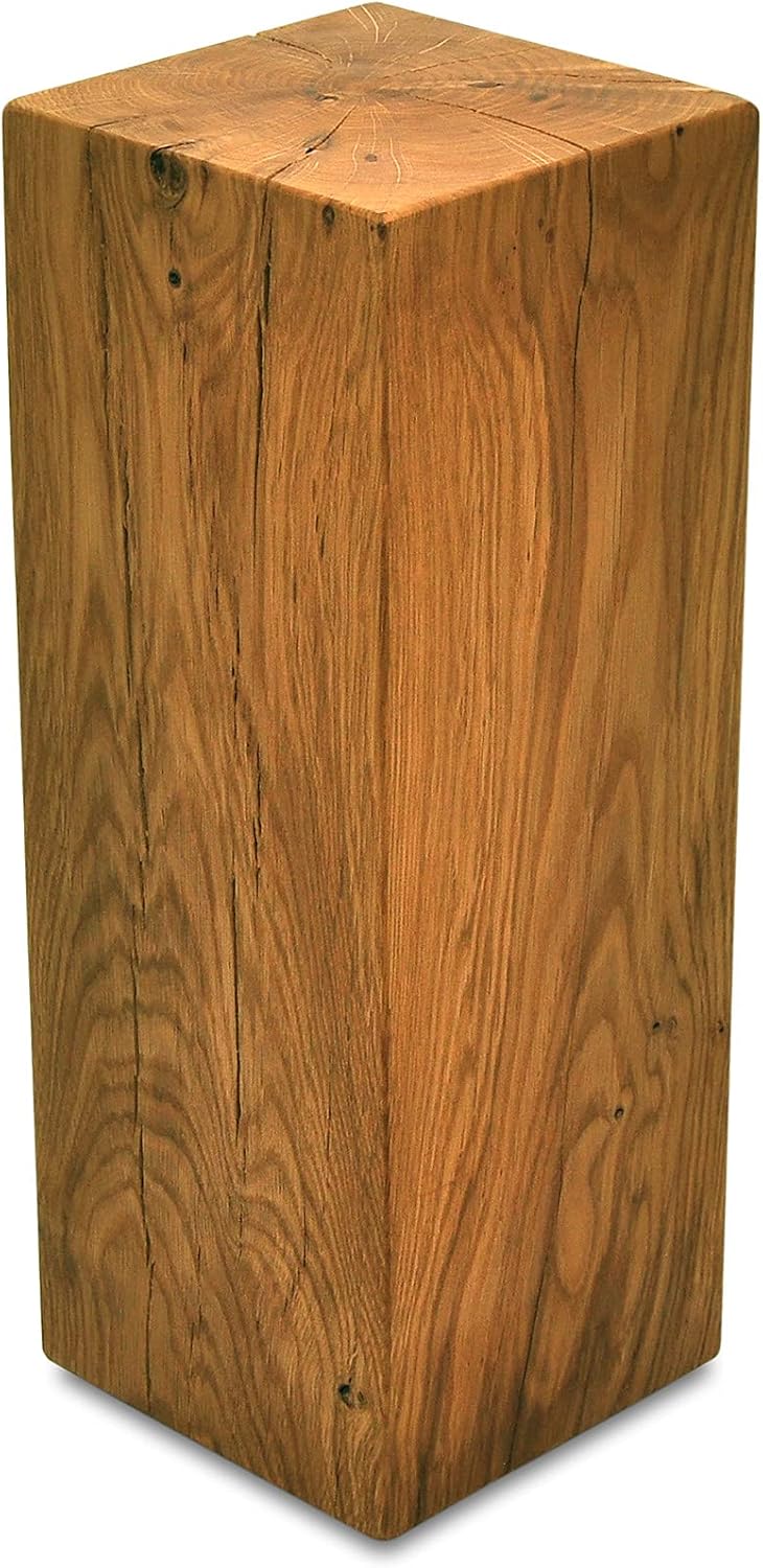 ms factory Holzblock Eiche Massiv - Handgefertigter Holzklotz - Rustikale Holzsäule - Beistelltisch