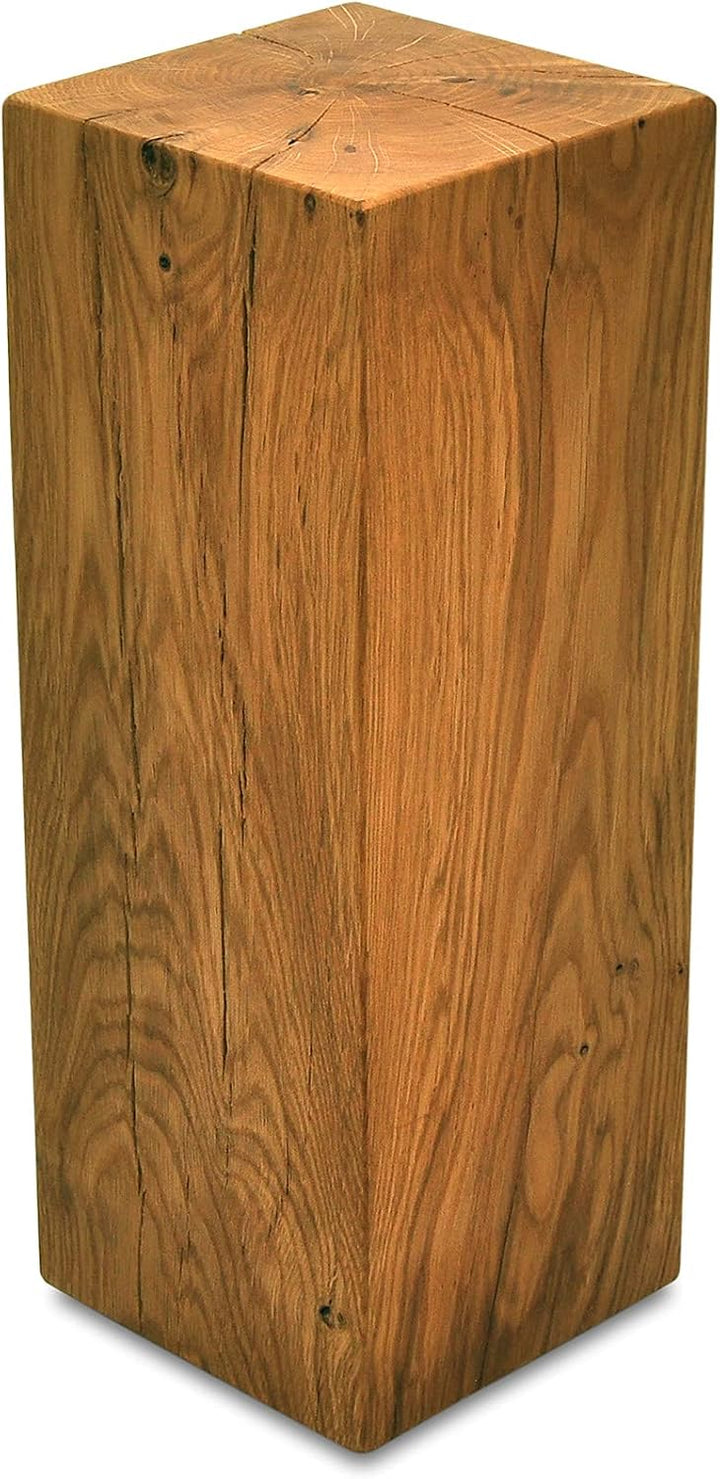 ms factory Holzblock Eiche Massiv - Handgefertigter Holzklotz - Rustikale Holzsäule - Beistelltisch