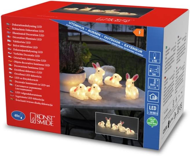 Konstsmide LED Acryl Hasen Set, Kunststoff, weiss, 5er